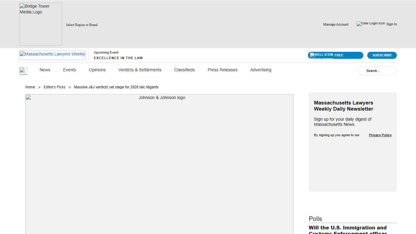 Massive J&J verdicts set stage for 2026 talc litigants | Massachusetts Lawyers Weekly